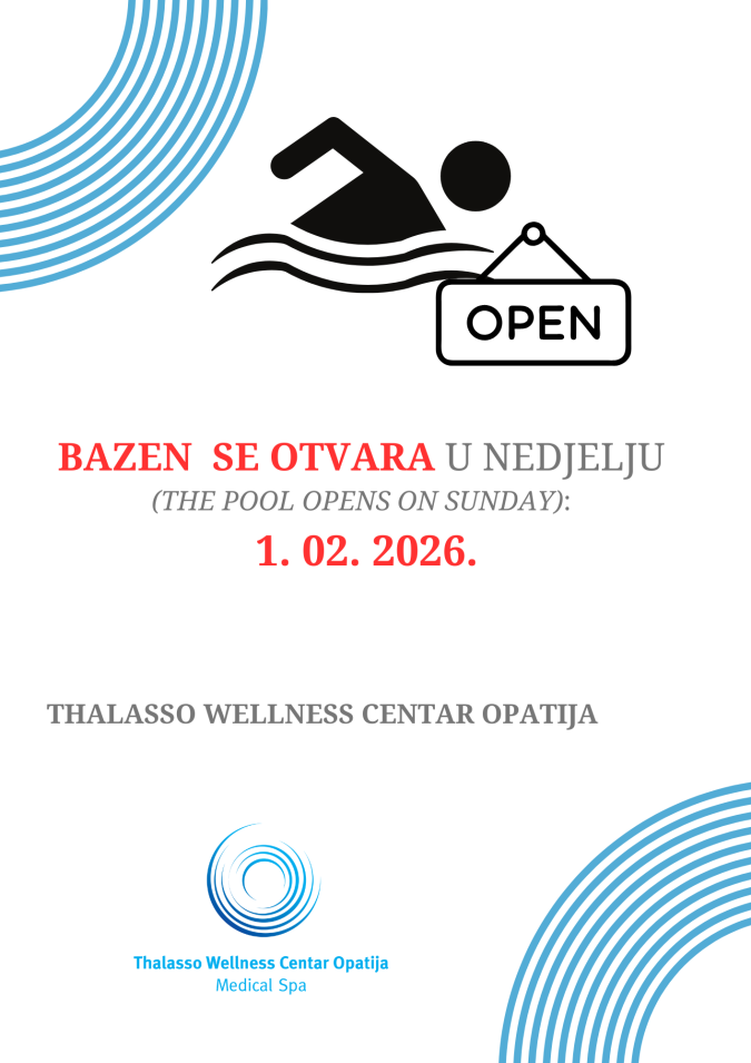 Wellness bazen se otvara u nedjelju, 01. veljače 2026.