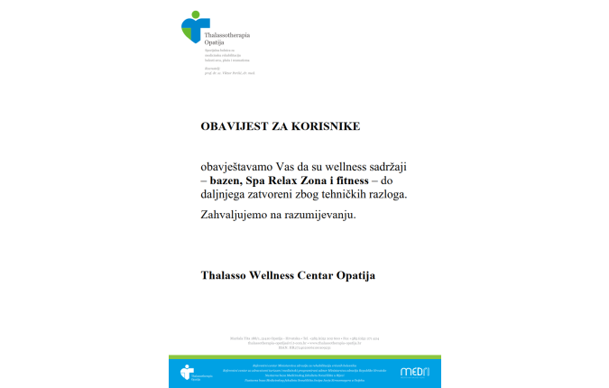 OBAVIJEST ZA KORISNIKE