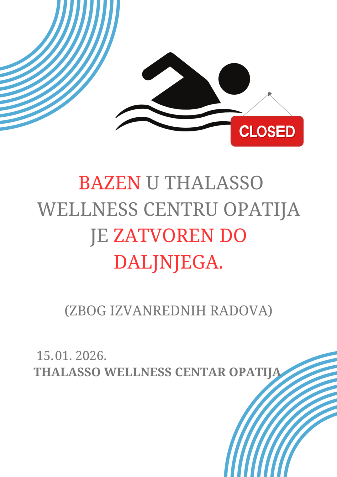 Wellness bazen zatvoren do daljnjega