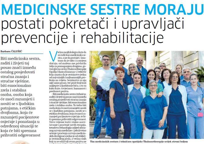 NOVI LIST – Međunarodni dan sestrinstva, 12. svibnja 2022.