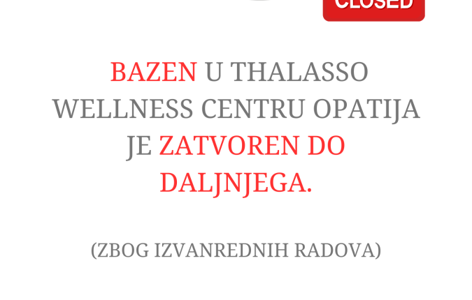 Wellness bazen zatvoren do daljnjega