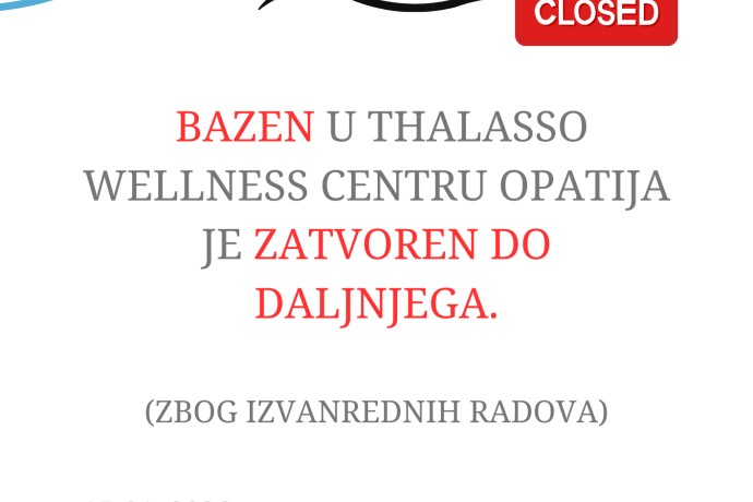 Wellness bazen zatvoren do daljnjega