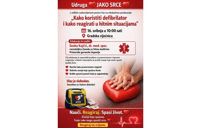 „Pokreni se i reagiraj na vrijeme – za Jako srce (9. i 16. svibnja 2026.)”
