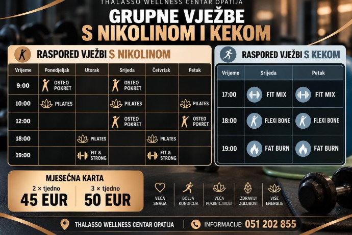 Grupne vježbe u Thalasso Wellness Centru Opatija